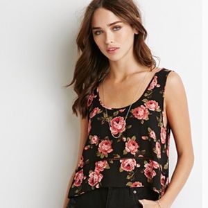 Women’s Asymmetric Crocheted Black Floral Peplum Crop Top Sleeveless Tank Blouse
